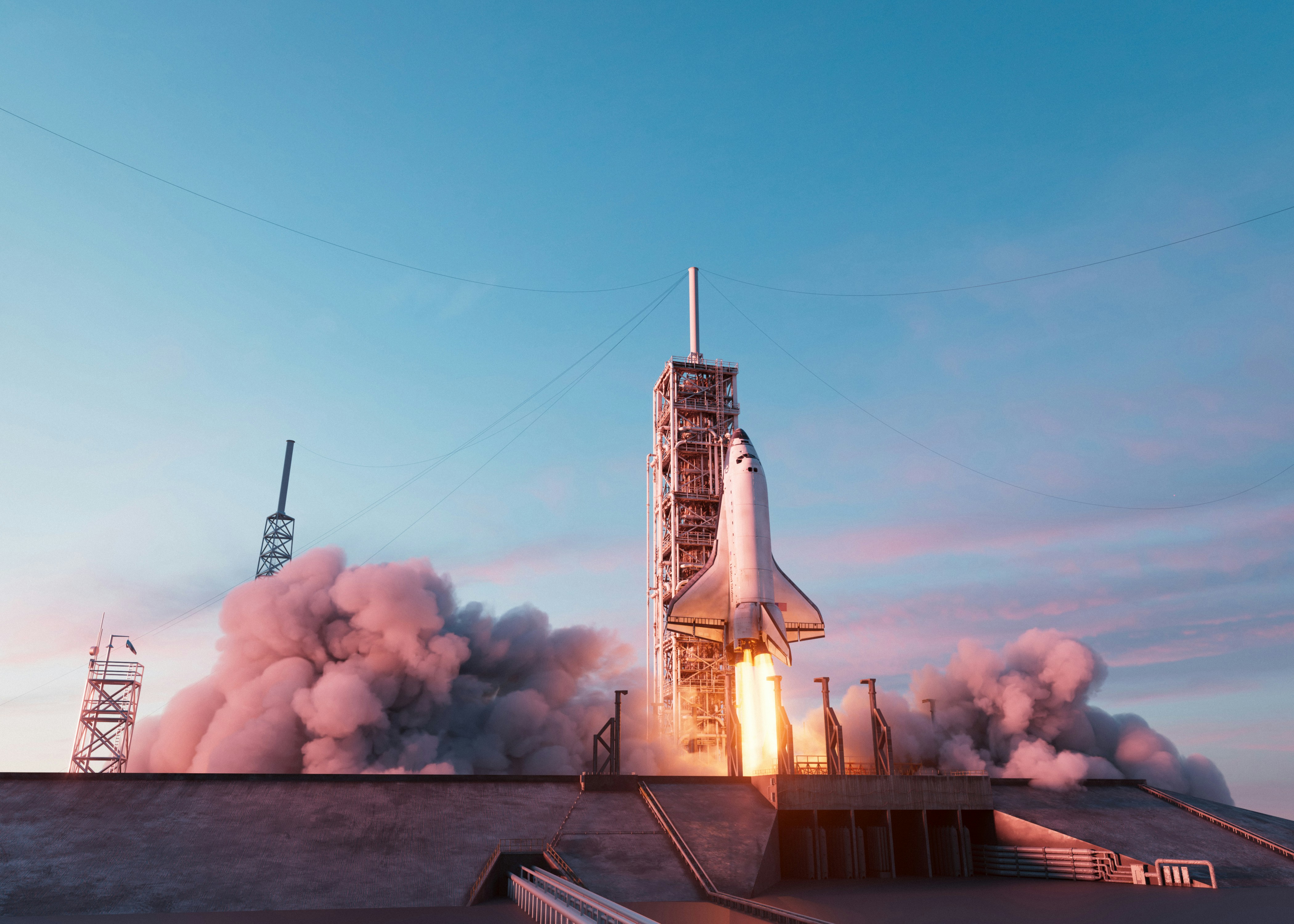 Starting space rocket